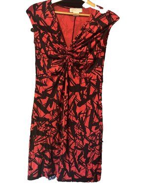 Michael Kors Red Blaze Petite Dress Red Black Abstract Front Synch Petite Small
